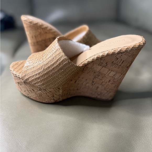 BAMBOO Tan Wedge Sandals with Cork Heel - Picture 4 of 4